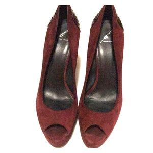 Brian Atwood Peep Toe Suede Platforms